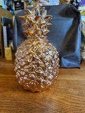 Pineapple money box Ceramic Coin Jar bronze Piggy Bank Decorative 9.5inch decor