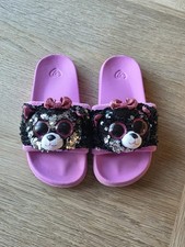 Ty Beanie Black Seqin Cat Slippers/Sliders Soft Plush . Junior Size 1