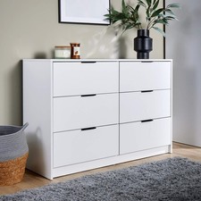 Chest 6 Drawers Bedroom Furniture Clothing Bedside Storage Organiser Wide
