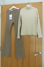 Zara Beige Knit Bell-Bottom