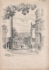 SAMUEL LOXTON 1857-1922 Pen & Ink Drawing HOPE CHAPEL HILL CLIFTON BRISTOL 1910