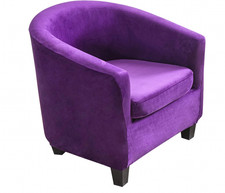 Purple velvet tub chair cover - purple,
