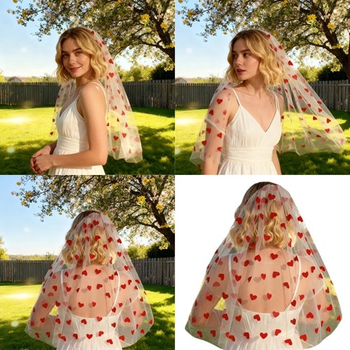 Short lace wedding veils love - short,