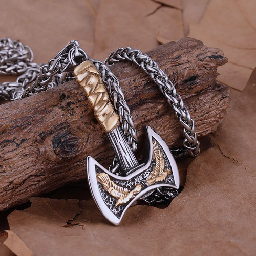Mens viking axe pendant - mens,