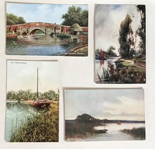Norfolk Broads Art Colour Tuck Oilette 4 Postcards Coltishall Wroxham Womack