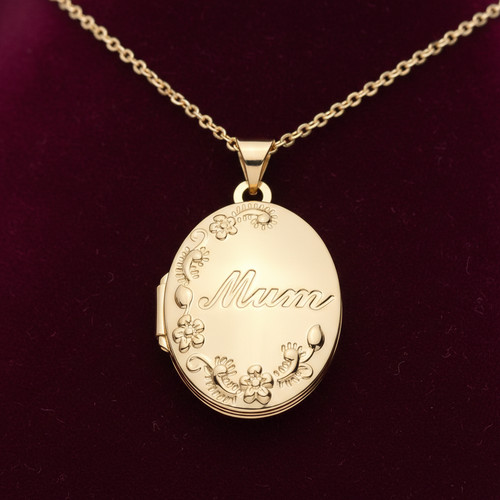 18ct gold mum oval - 18ct, locket