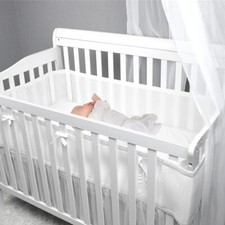 2Pcs Breathable Mesh Cot Liner Baby Crib Rail Cover Nursery Breathable Liner