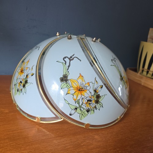 Vintage brass frosted glass - brass, &