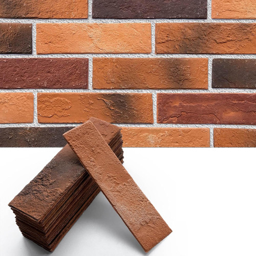 Red faux brick wall - faux,