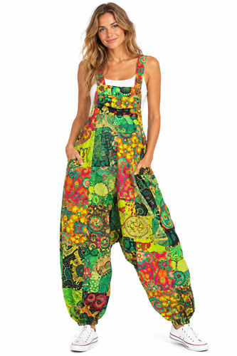 Womens patchwork dungarees - patchwork,