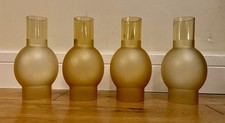Set of 4 Amber Frosted and Clear Glass Oil Lamp Chimneys. No Damage Used VGC