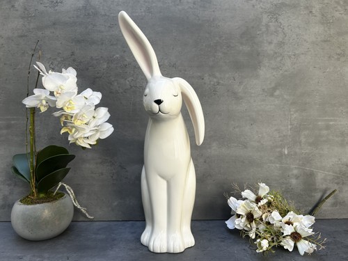 White glossy porcelain bunny - glossy,