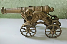 LARGE HEAVY VINTAGE BRASS CANNON FREE POST UK MAINLAND ONLY, SEE PHOTOS
