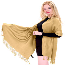 Dark Cream Solid Colour Design Shawl Scarf Wrap Stole Pashmina Gift CJ Apparel