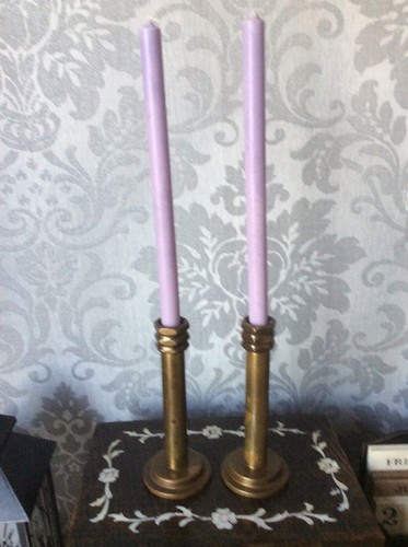 Trench art pair candlestick - of,