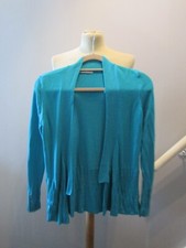 Women's M & S Rich Aqua Blue Turquoise open Knitted Cardigan UK Size 10