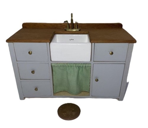 Dolls house cupboard with sink - house,