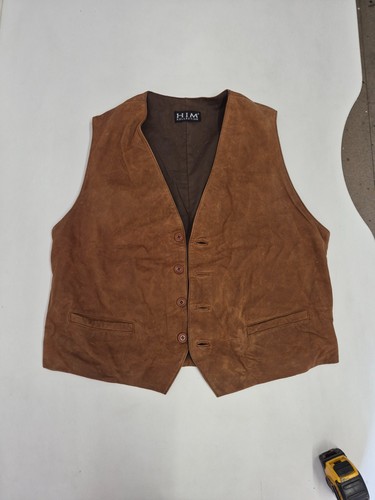 Vintage leather waistcoat - , 42"