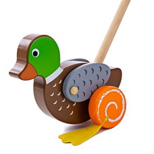 Bigjigs Toys Wooden Duck Push