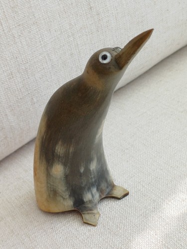Hand carved horn - bird, ornament