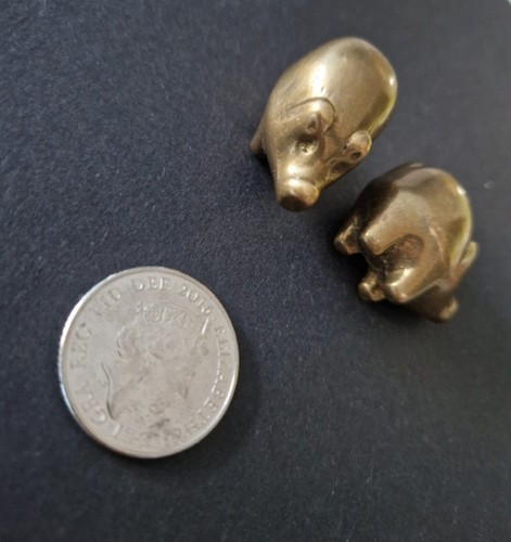 Mini bronze elephants - x2,