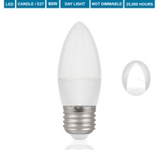 60W LED Candle Bulb Candle E27 Edison Screw Cap Daylight Candle ES 8W