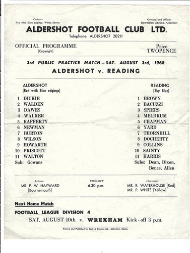 Aldershot reading 1968 69 - aldershot,