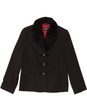 HUCKE Womens 3 Button Blazer Jacket UK 14 Large Black Polyester BQ15