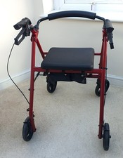 Drive Devilbiss R8 Red Aluminium Rollator with Padded Seat and Vinyl Underseat