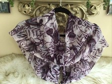 Moira C Scarflace With Silver Magnetic Fastening Purple/Grey Floral Sparkle