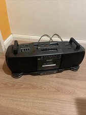Sharp WQ-T360E (GY) Vintage Boombox Double Cassette X-Bass Radio & Tape