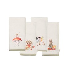 Wrendale Designs Set of 4 Illustrated Woodland Design Fabric Napkins Dining