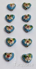 10 x Cloisonne Heart Beads
