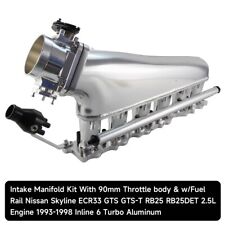 Intake Manifold Fuel Rail 90mm Throttle Body For Nissan Skyline RB25DET R33 2.5L