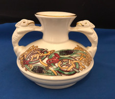 Handmade Cré Irish Porcelain Vase with Double Animal Handles (Galway, Ireland)