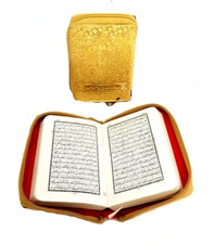 The Holy Quran Arabic Mushaf Pocket Size - (Golden Zipped Case) (11x8cm ) (147)
