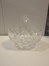Vintage Cut Glass Vase Basket Heavy A551