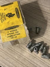 Vintage NOS 1930’s Spring Lid Bicycle hub & Frame Lubricator Caps Threaded 1/4”