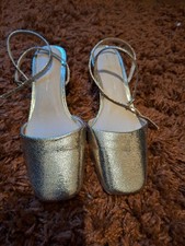Ladies Gold Ankle Strap River Island Shoes Size 4