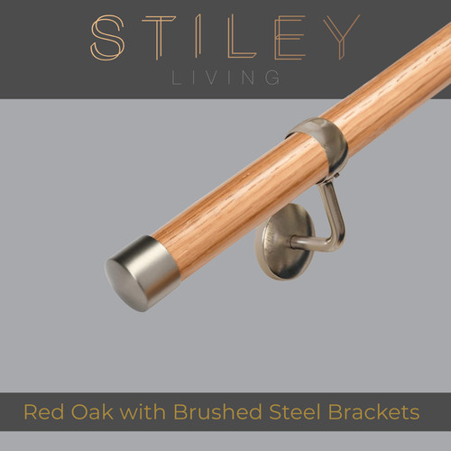 Red oak stair handrail wall - red,