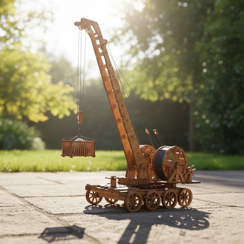 Wooden crane model - wooden, stress
