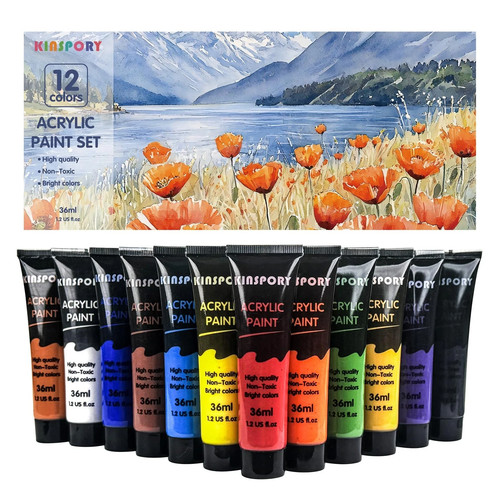 Kinspory acrylic paint set - kinspory, 12