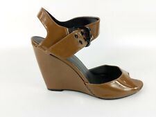 Faith Brown Patent Leather Wedge Heel Sandals Uk 6