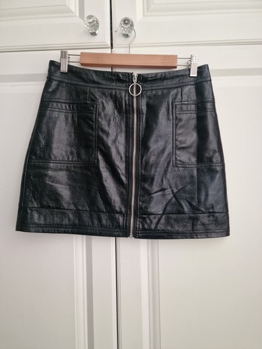 Topshop black vinyl mini skirt - topshop,