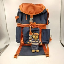 Porsche Orange And Navy Canvas Backpack Rucksack With Porsche Cayenne Teddy Bear