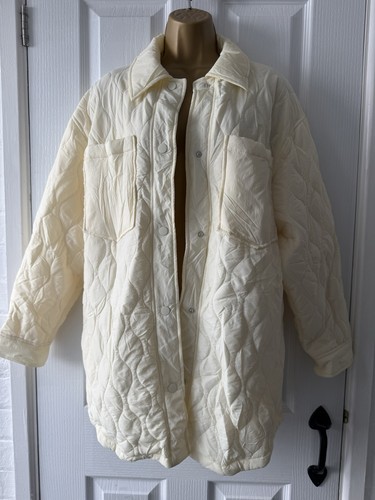 Topshop cream quilted jacket - cream,