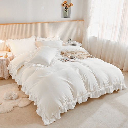 White ruffle frills duvet - ruffle,