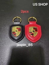 2Pcs  Porsche Crest Leather