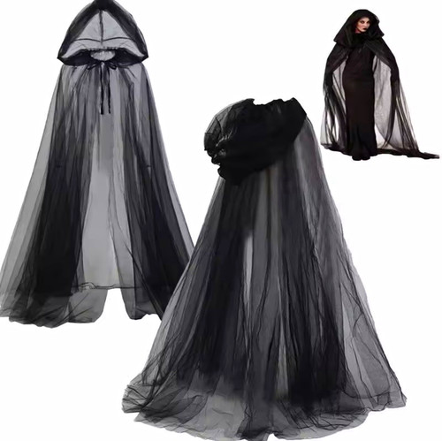 Halloween hooded sheer cloak - hooded,