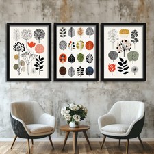 Modern Scandinavian Botanical Wall Art Minimalist Nature Boho Set Of 3 Prints